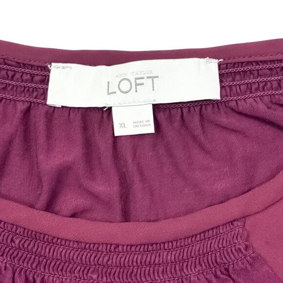 LOFT Maroon Flutter Sleeve Blouse - Size XL - Excellent - Picture 7 of 7